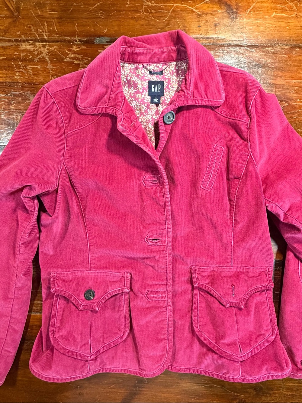 GAP Women Pink Corduroy Jacket Size 14 Casual Y2K Vintage